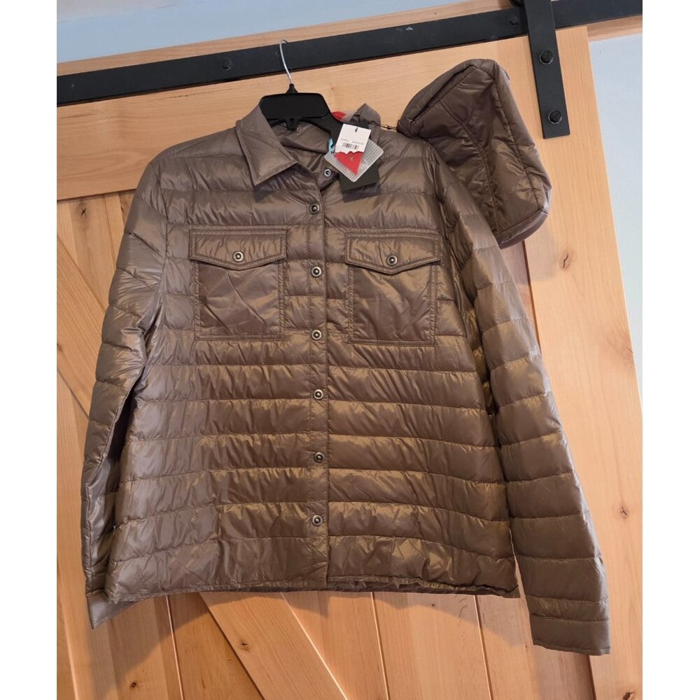 New! My Anorak Size XL Gray Down Snap Shirt Trucker Jacket Elbow Patch Pockets